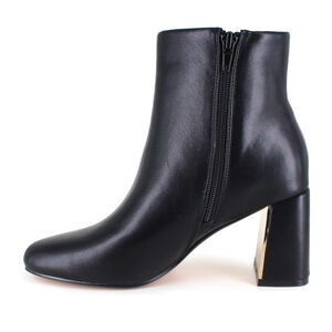 XOXO Womens Kanni Black Ankle Bootie Shoe 8.5 M with Gold Accent on Heal 3" heal